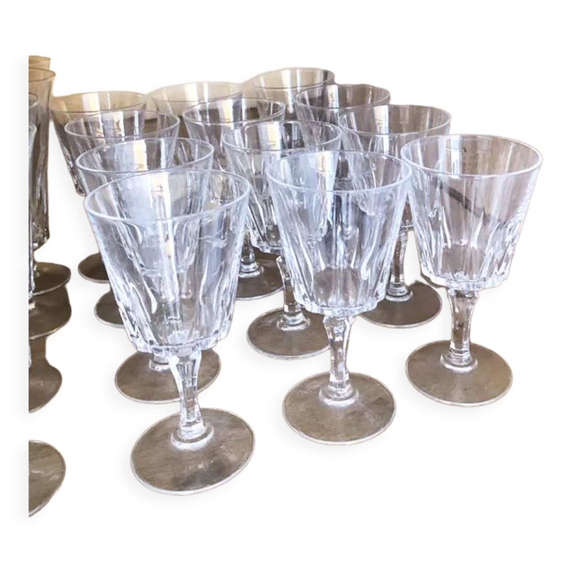 12 cut crystal wine glasses, 1970