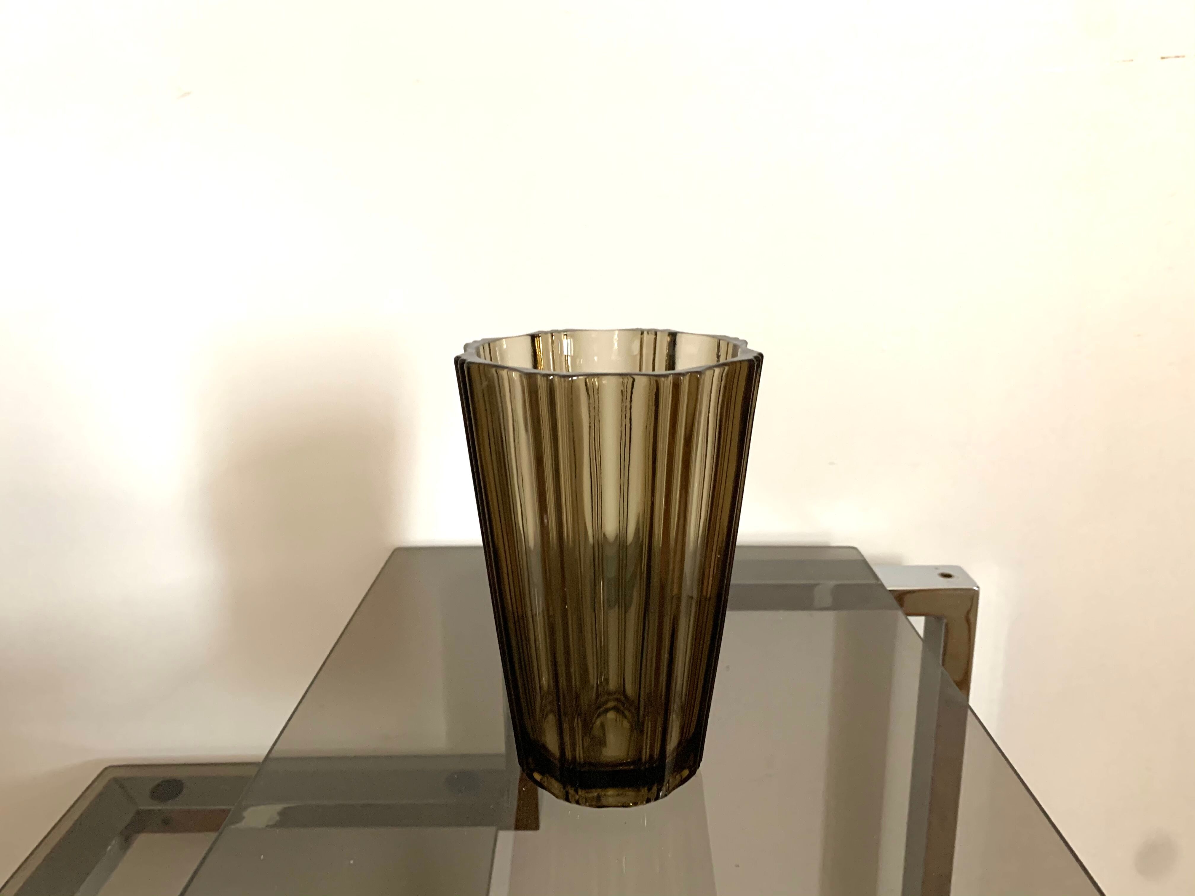 1970 smoked glass vase