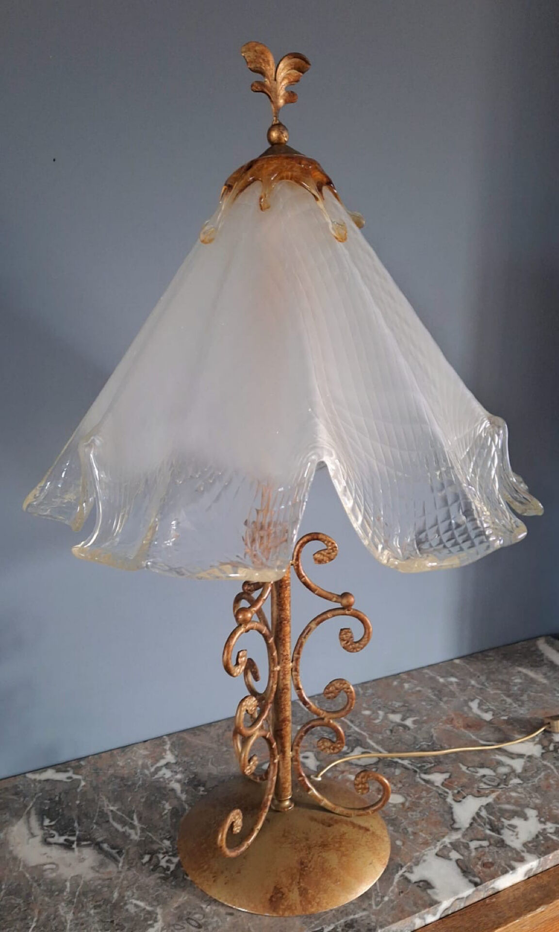 Large vintage Murano lamp, antique design light fixture.