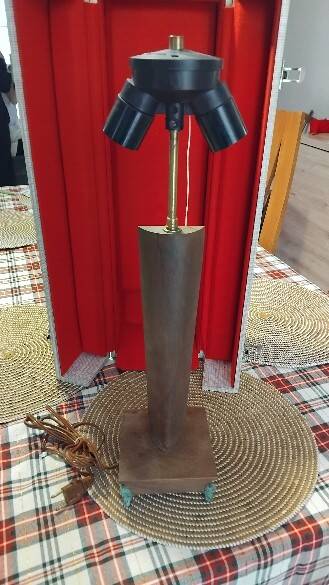 Lampe égyptienne osiris  bronze teck vintage  avec ecrin