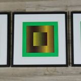 Vintage Optical Art Triptych - Victor Vasarely - Frames 40x40cm