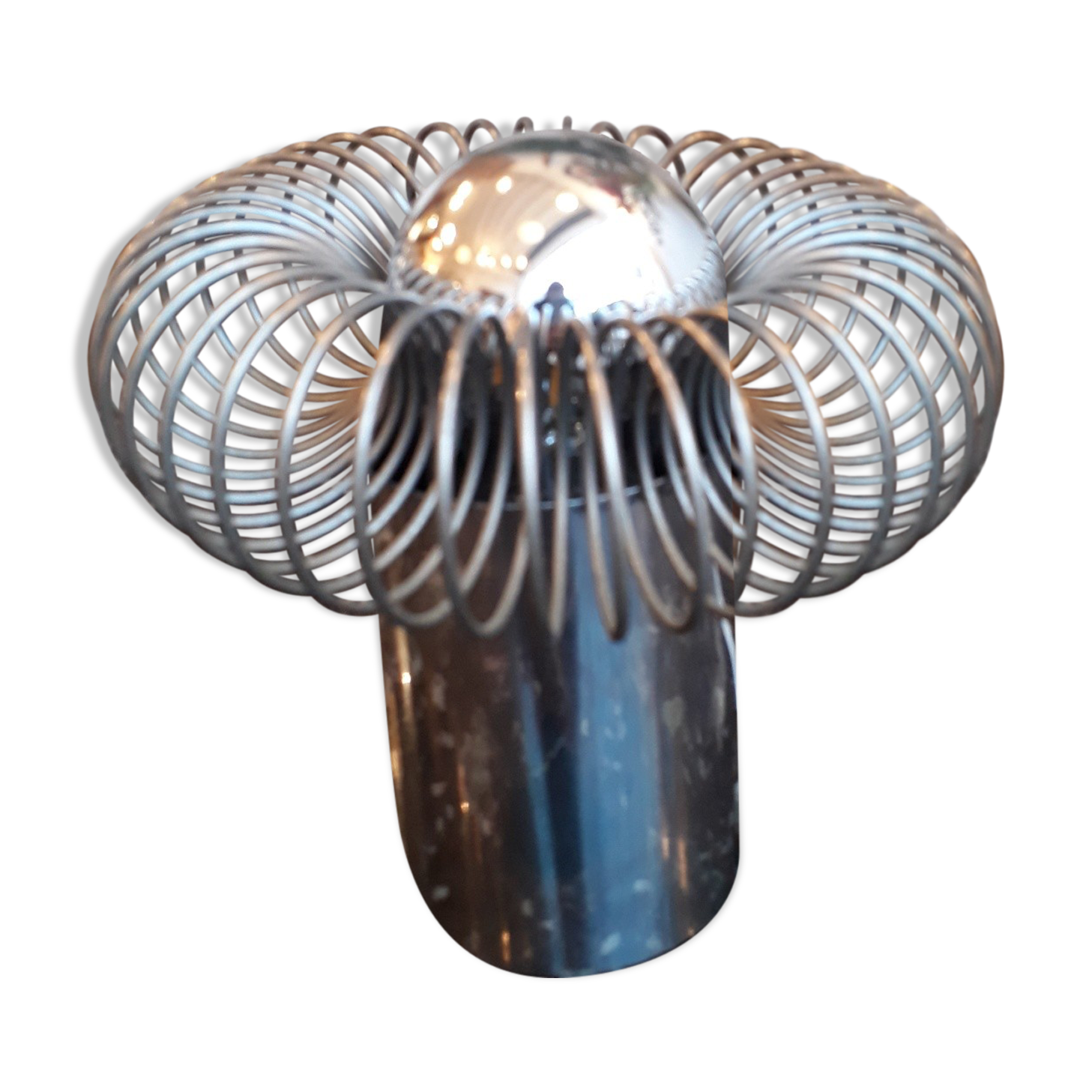 Chrome metal "spring" lamp