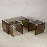 Nesting tables smoked glass by Gallotti & Radice