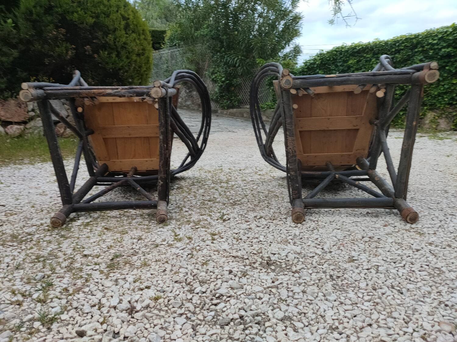 2 armchairs by Christian Astuguevieille, organic brutalist design.