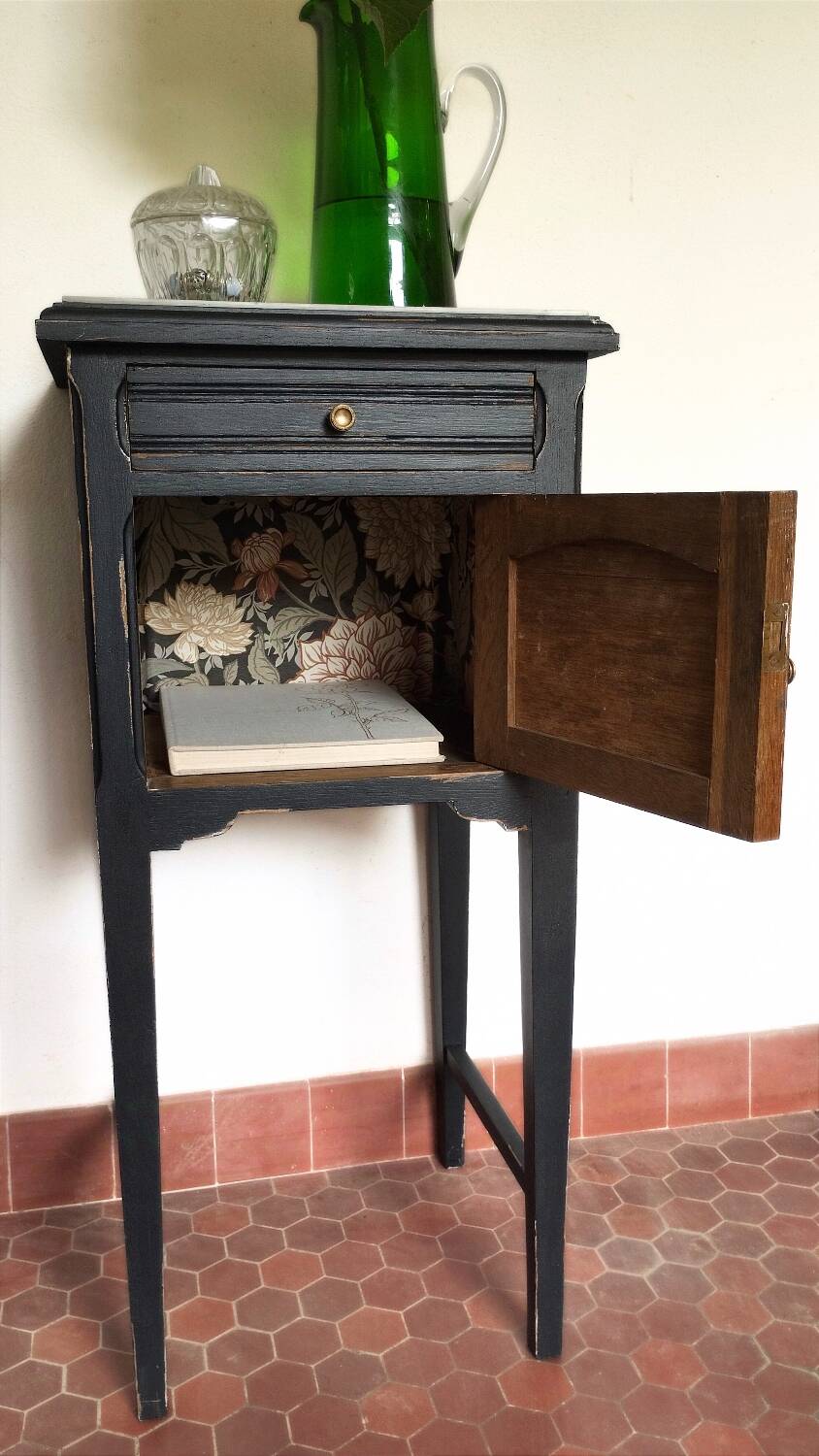 Black patinated Art Deco bedside table
