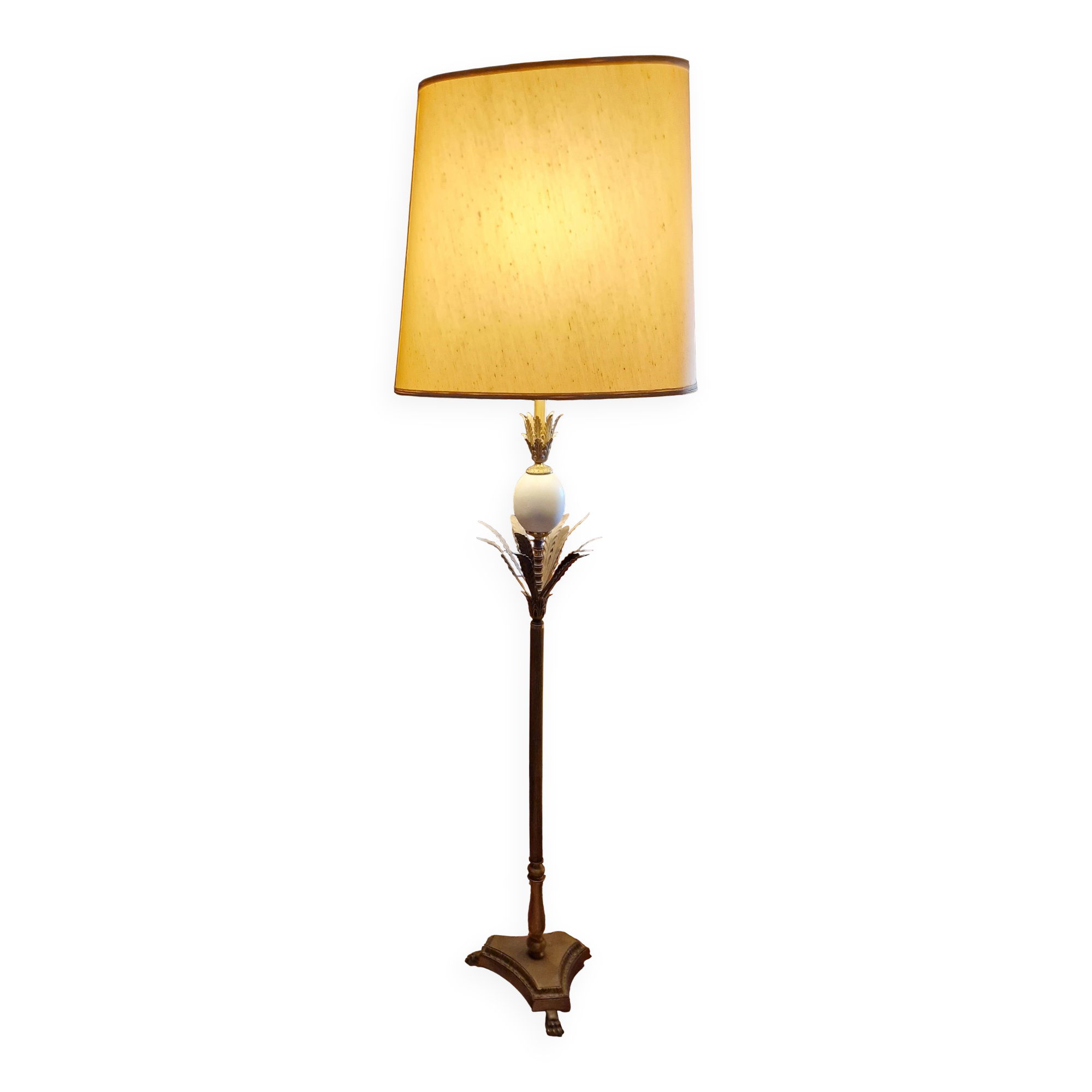 Lampe oeuf d'autruche et ananas style Jansen