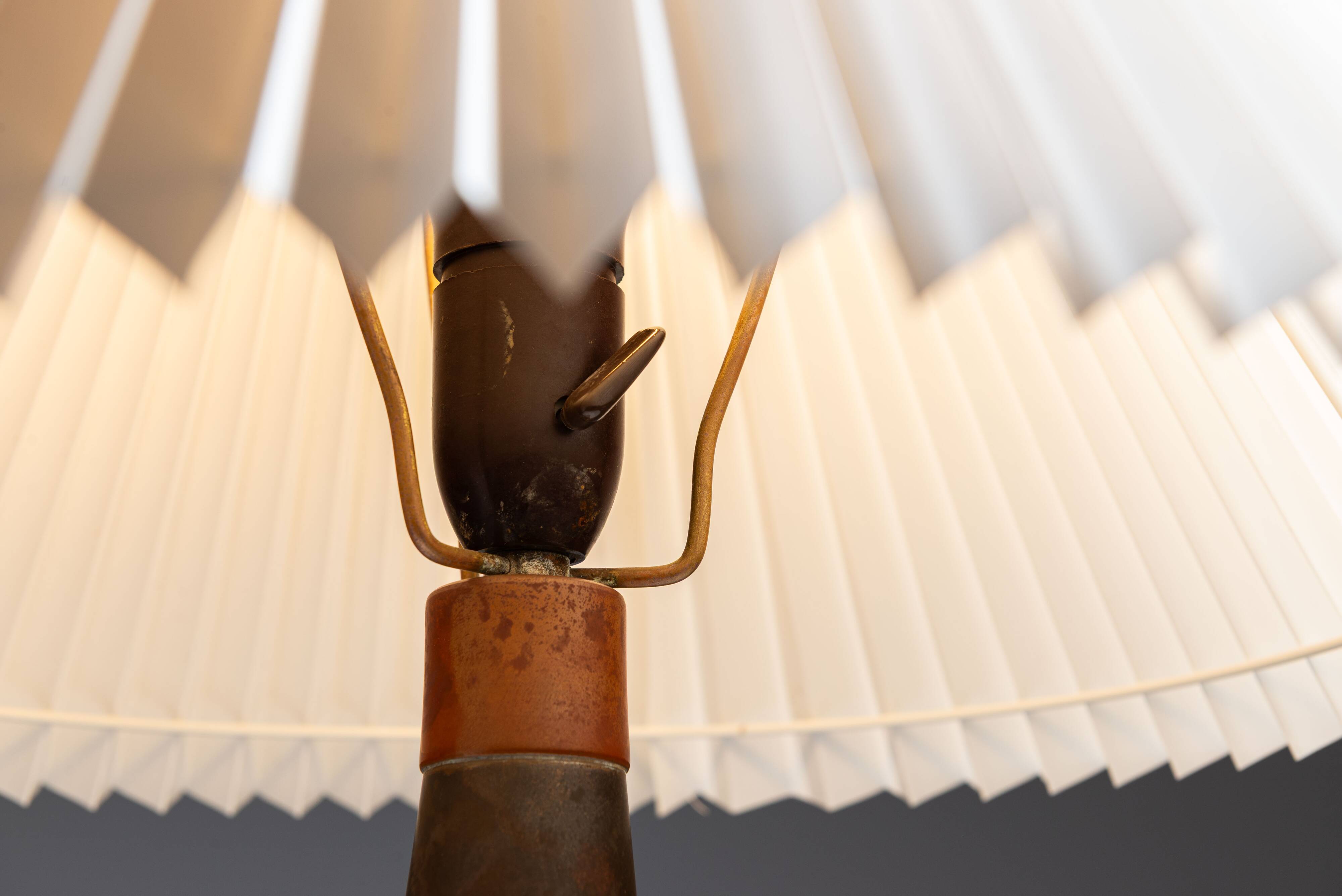 Scandinavian tapered copper and brass table lamp