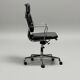 Chaise de bureau Charles & Ray Eames EA219 en chrome et cuir noir, Vitra