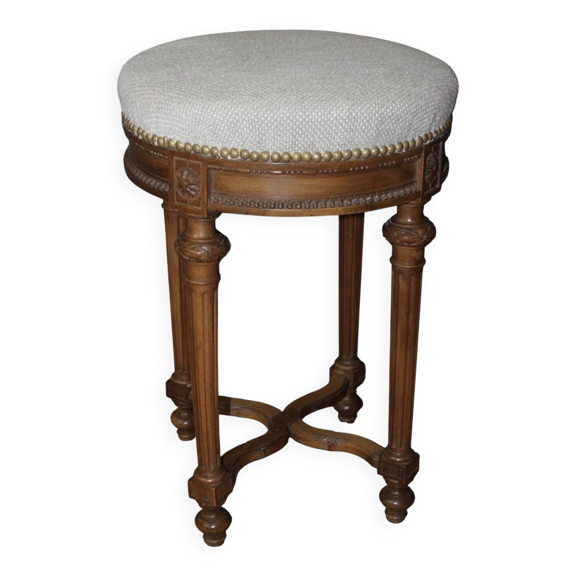 Tabouret de Style Louis XVI en Noyer vers 1900