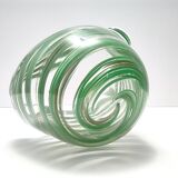 Murano Glass Bowl or Ashtray with Green Canes and Aventurine Glass, Italy