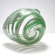 Murano Glass Bowl or Ashtray with Green Canes and Aventurine Glass, Italy