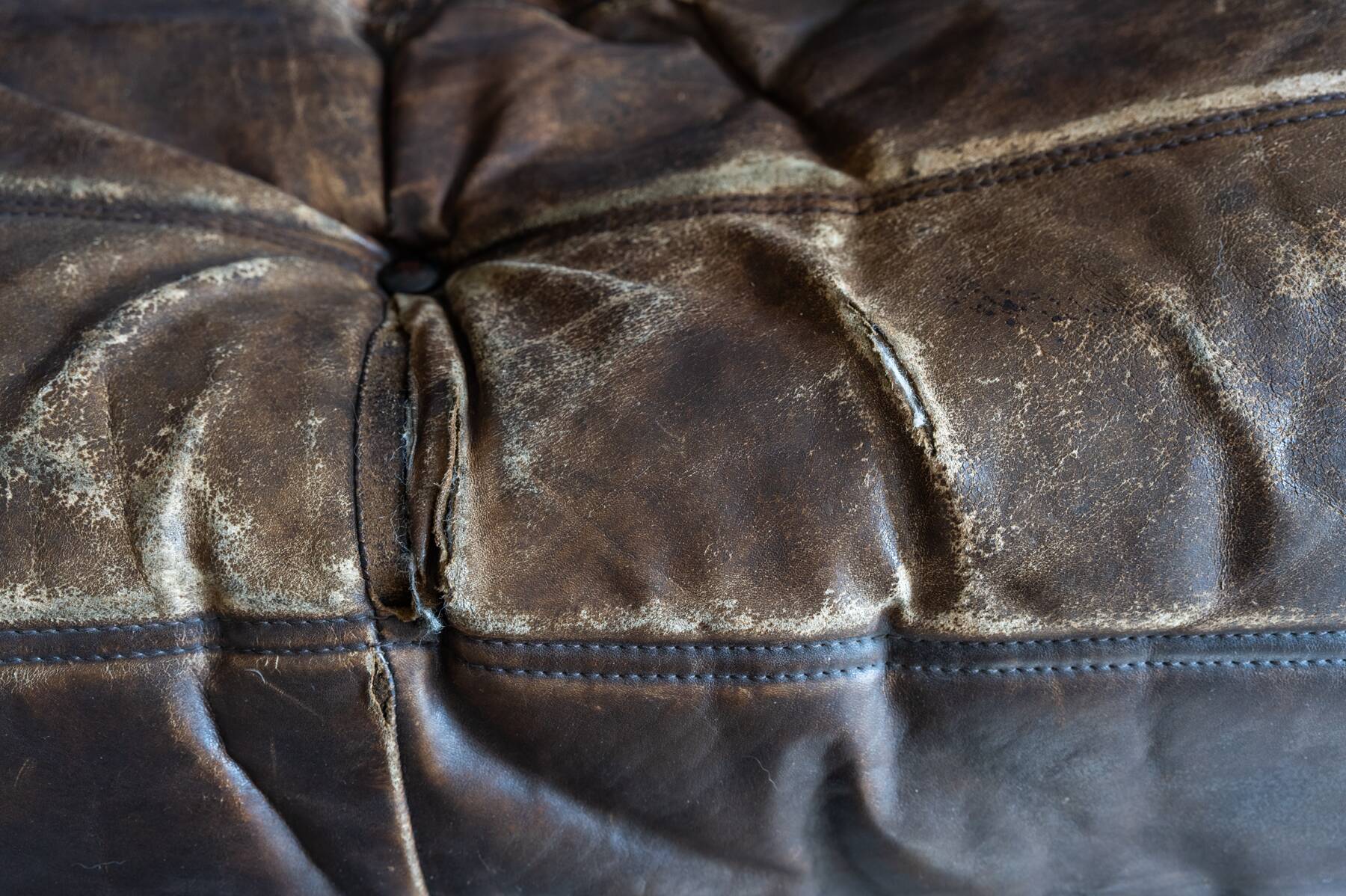 Togo sofa Ligne Roset 3-seater – Vintage brown leather from the 70s