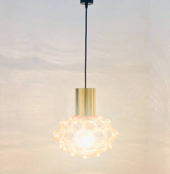 Large Mid-Century Amber Bubble Glass Ceiling Light by Helena Tynell for Limburg, Germany, 1960s