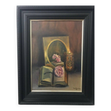 Flowers & Poetry Book Still Life Painting