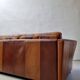 Vintage striped brown orange leather sofa (210 cm x 88 cm)