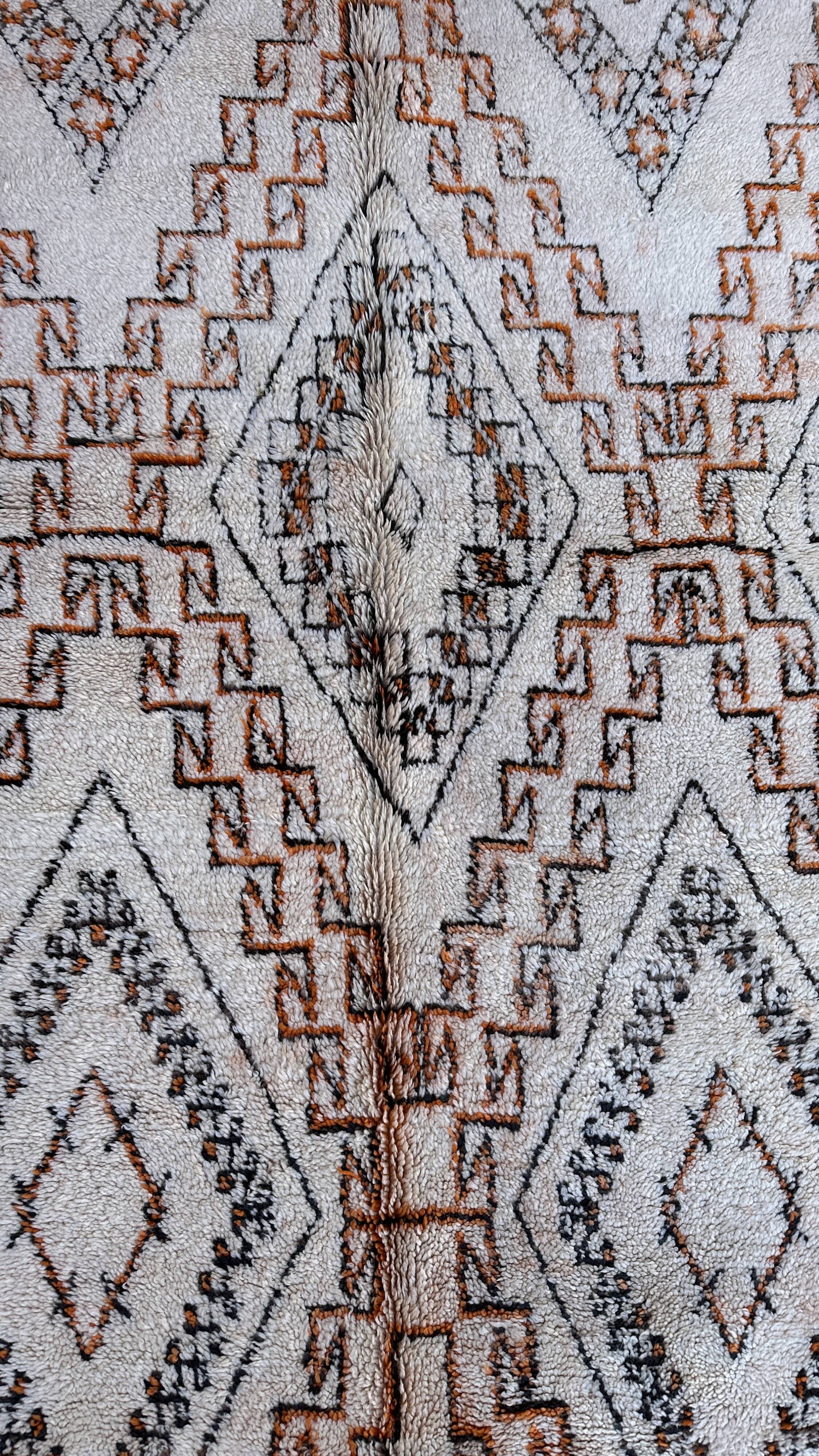 Beni Ourain Moroccan rug white - 190 x 338 cm