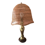 Lamp year 1960 wicker brass