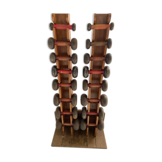 Haltères vintage – châssis bois avec compartiments