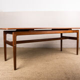 Large Danish teak coffee table with 1960 document rows.