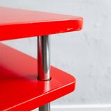 Functionalist Chrome Red Side Table Made In Czechoslovakia, 1930s