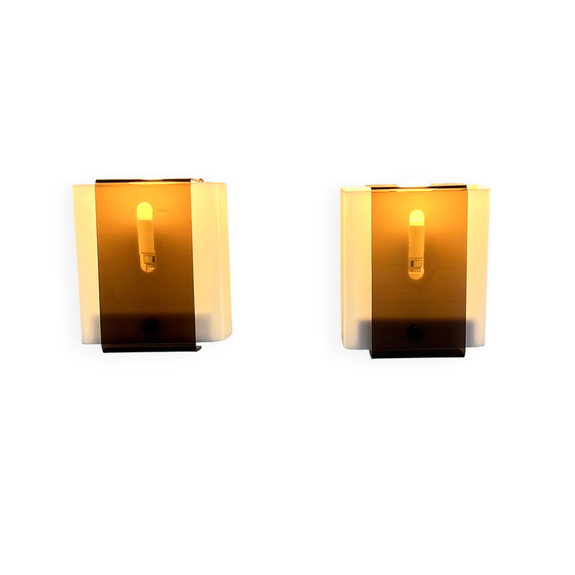 Pair of Space Age smoked wall sconces, 1970s