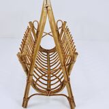 Bamboo and rattan magazine rack in the style of Franco Albini, Italy, 1950s.
