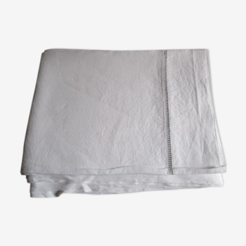 Grand drap ancien avec broderies de jours 320x240cm