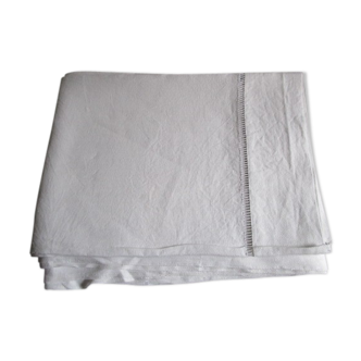 Grand drap ancien avec broderies de jours 320x240cm