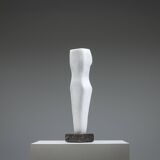 Abstract solid white marble torso