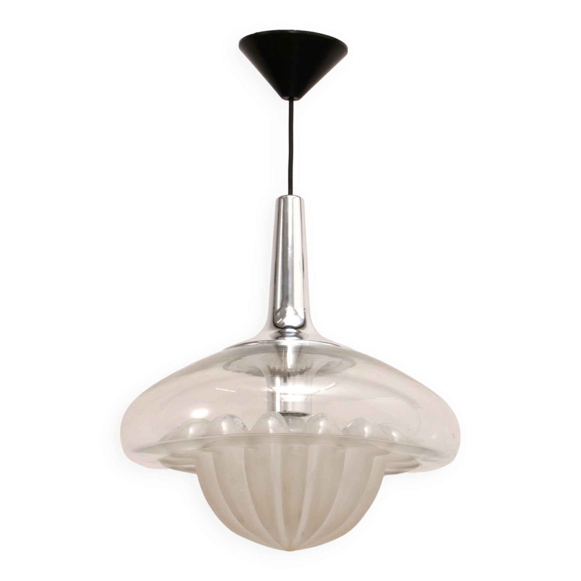Vintage glass hanging lamp by Peill & Putzler, 1960