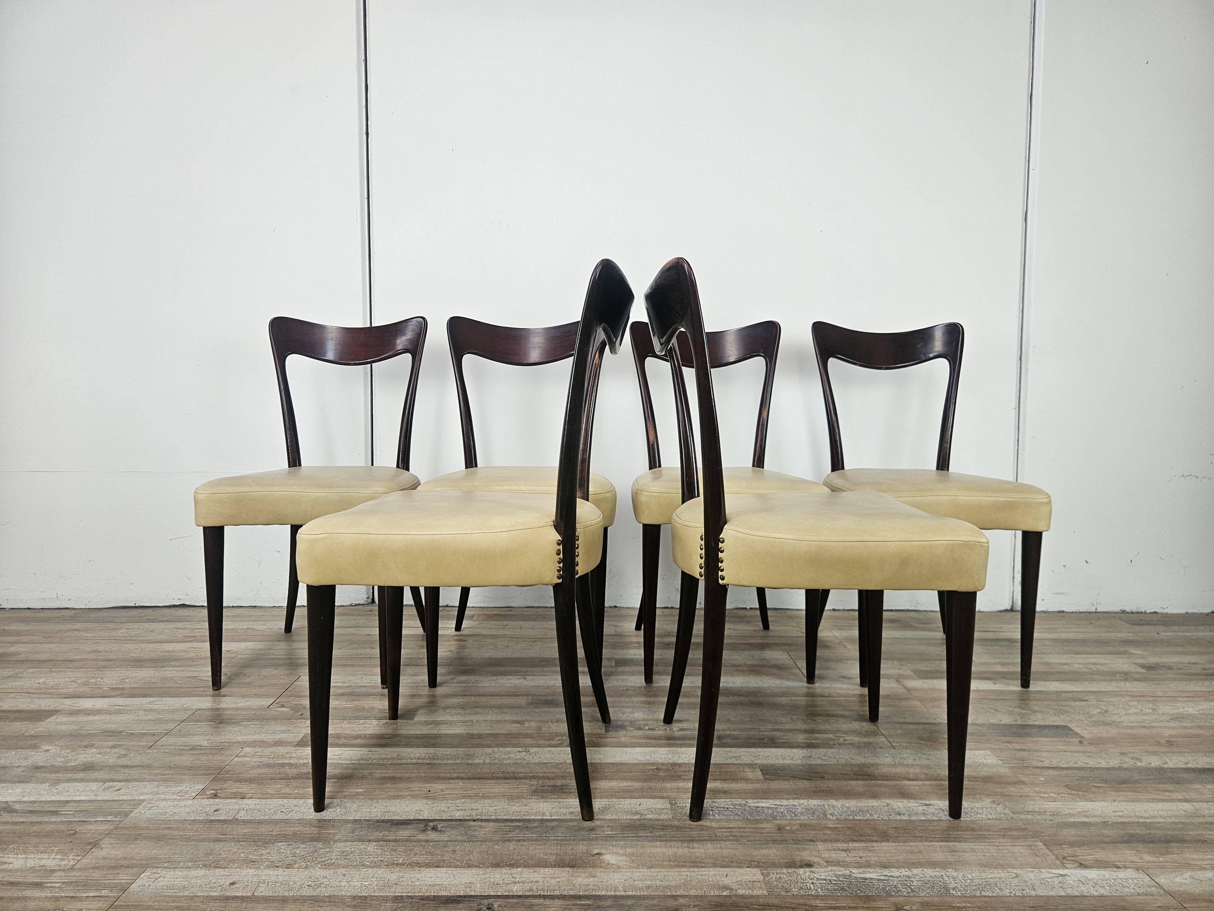 Six Art Decò chairs attributed to Carlo Rava, 1950s