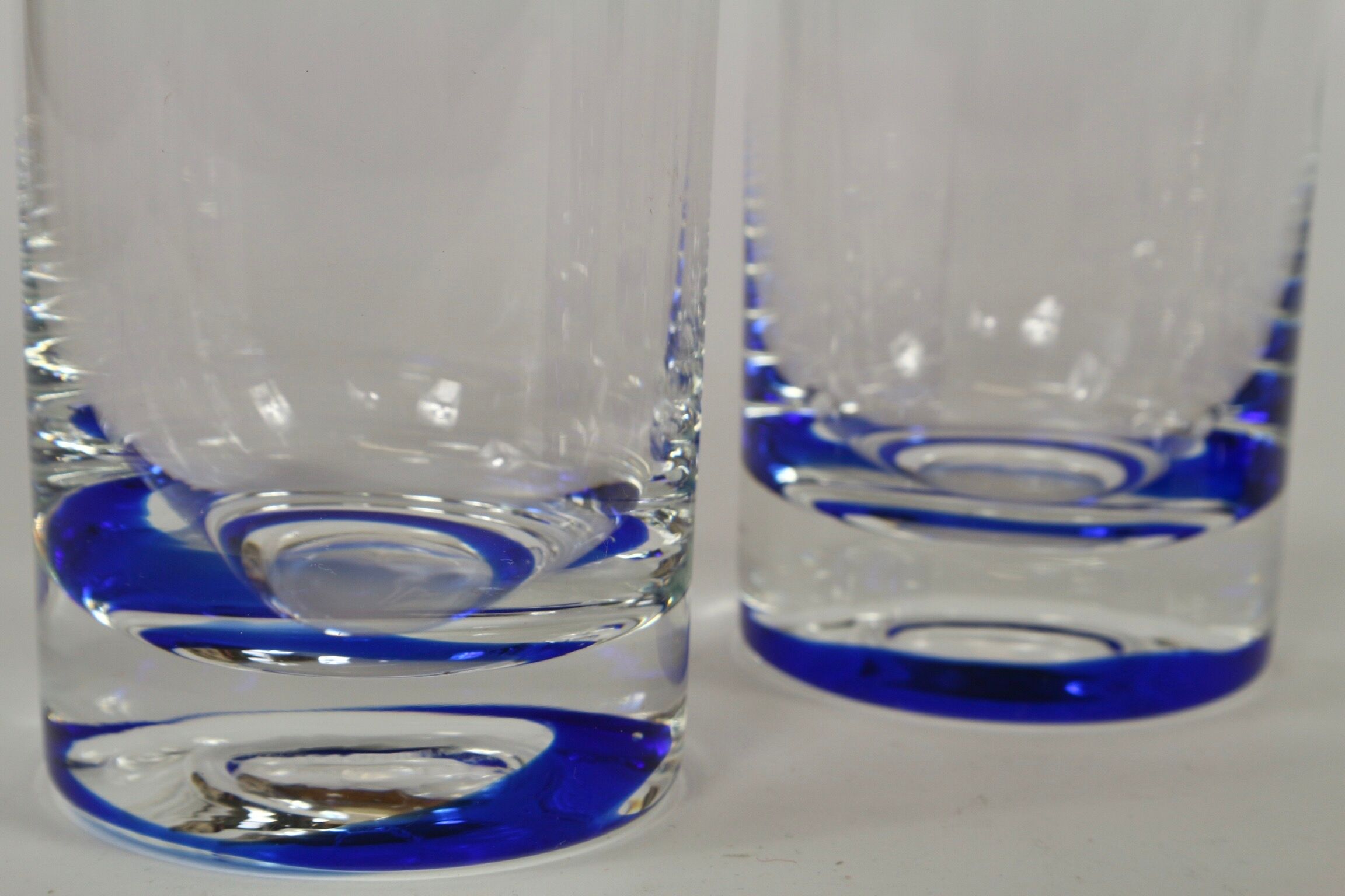 5 glasses with vintage blue decoration in glass by Murano by Nason and Moretti