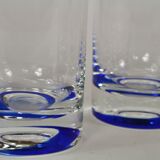 5 glasses with vintage blue decoration in glass by Murano by Nason and Moretti