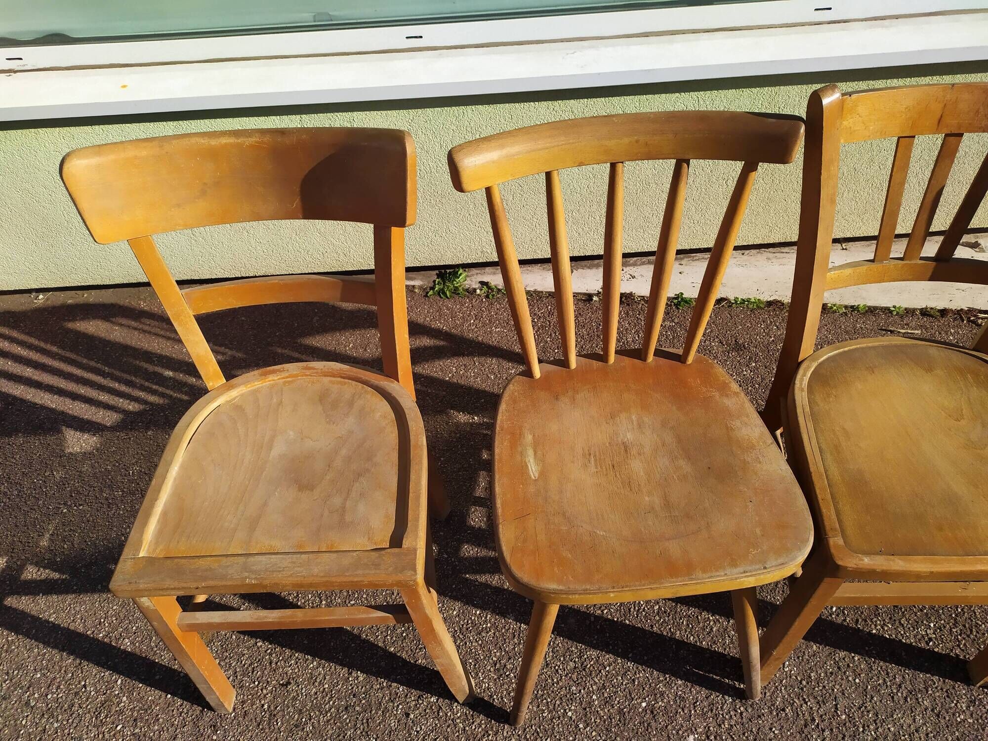Lot of 4 luterma wood bistrot chairs years 50/60