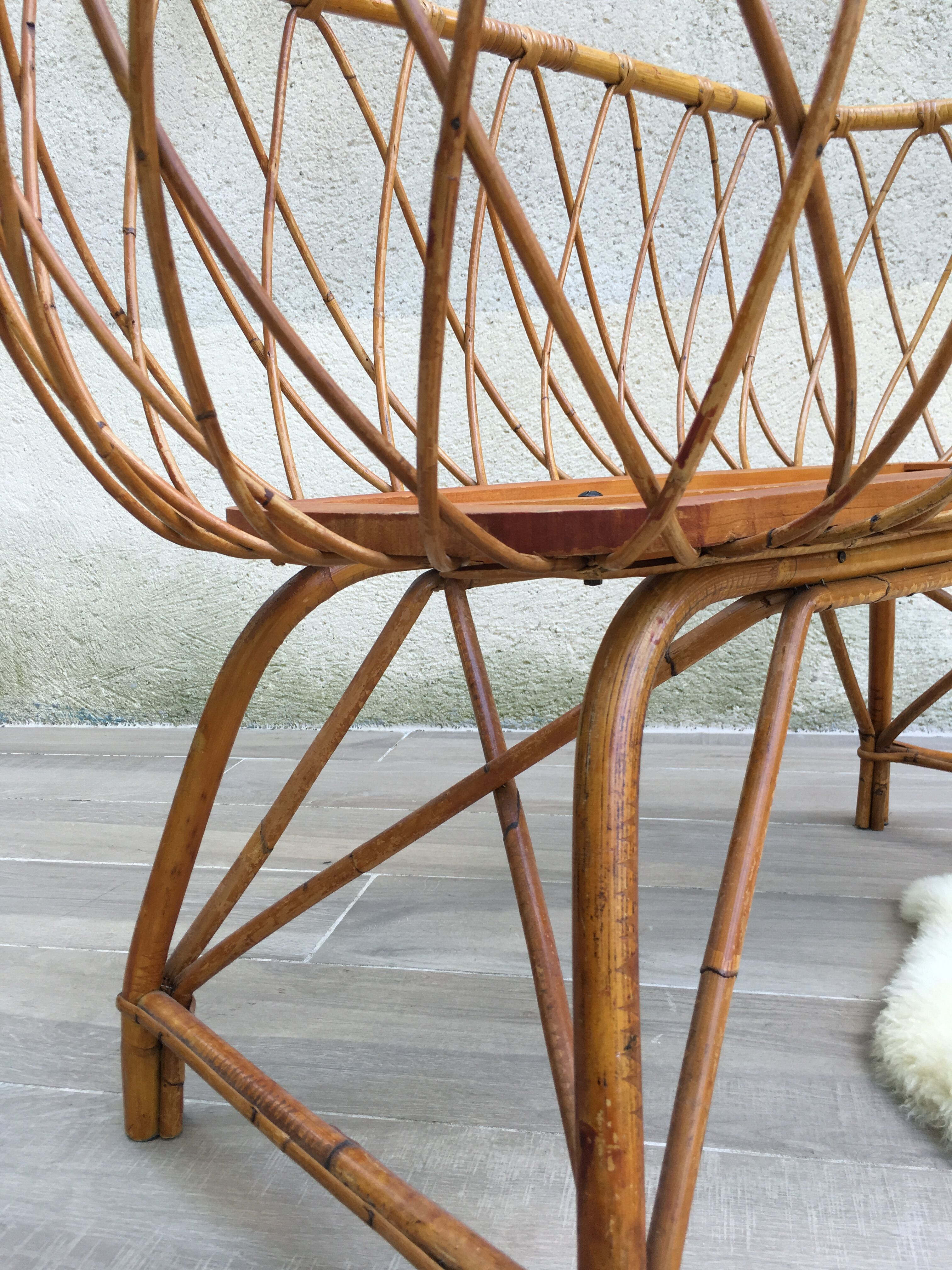 Vintage rattan cradle