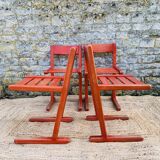 Set of 4 red chairs