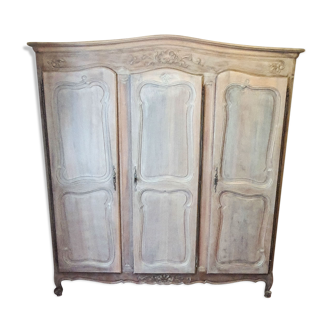 Armoire Louis XV 3 portes penderie cérusée