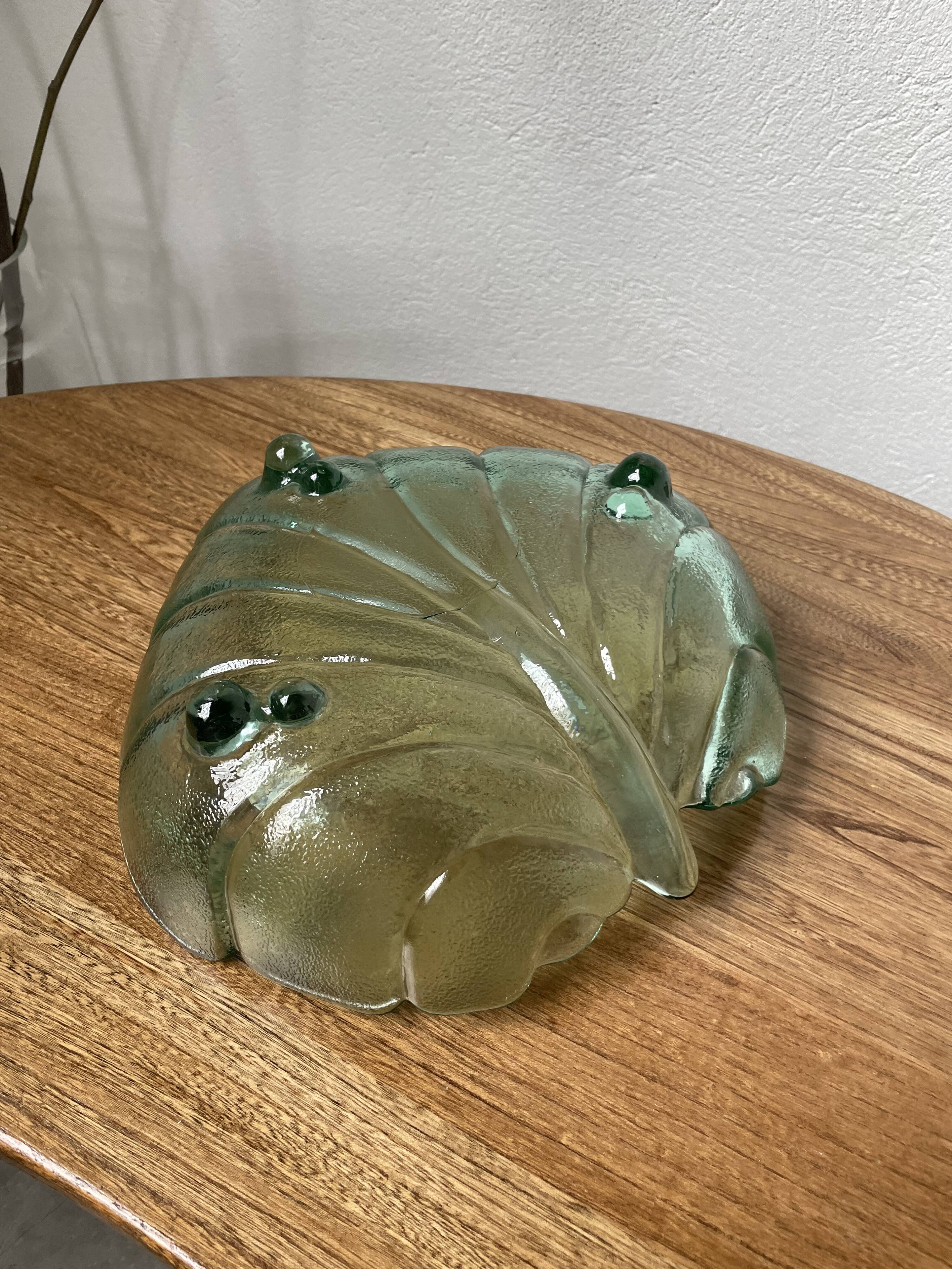 Tinted glass “leaf” dish