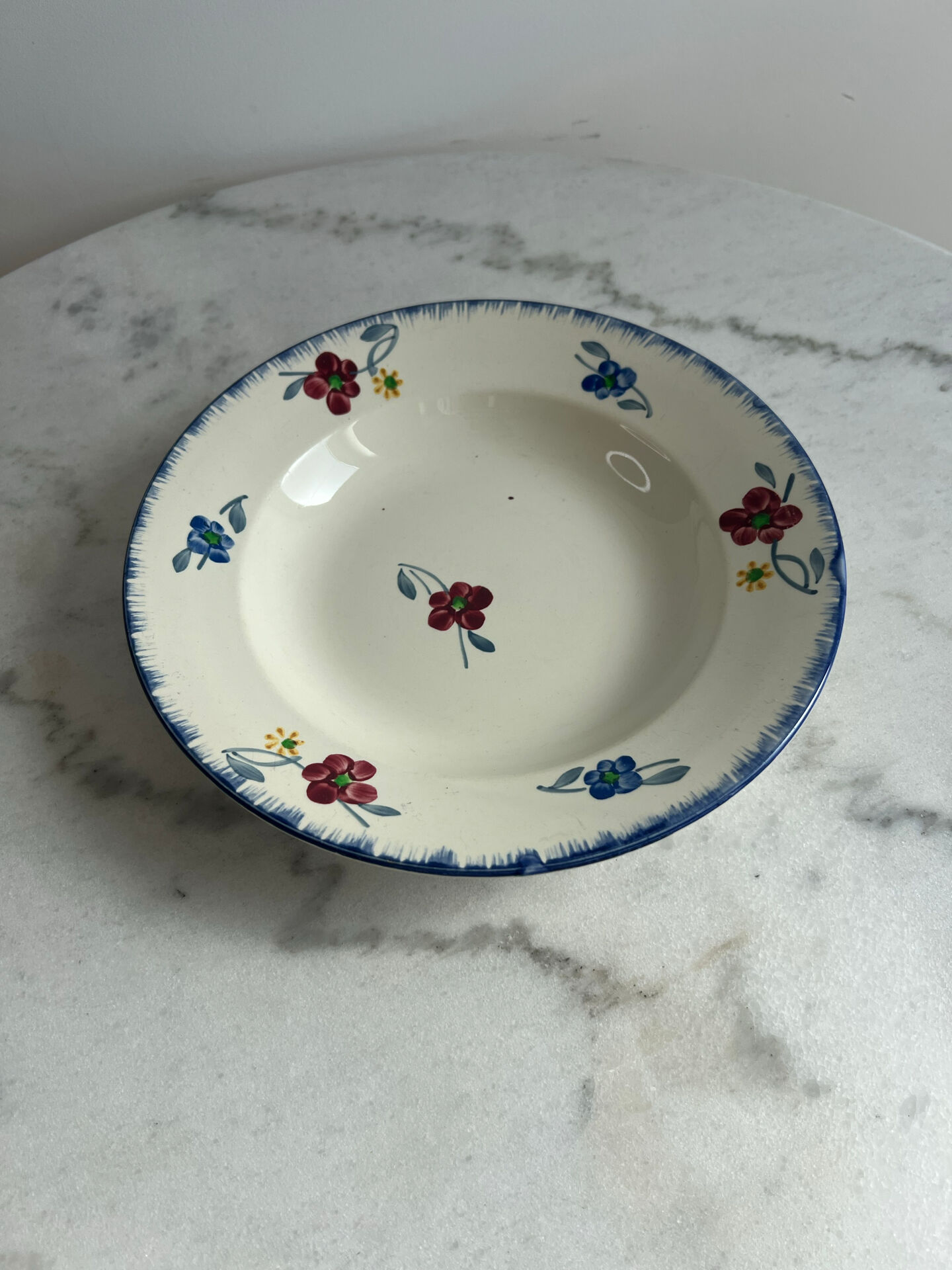 Mary-Lou hand-painted deep plate Digoin Sarreguemines