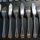 12 CHRISTOFLE Fish Cutlery Sets, CHEVRONS Art Deco model