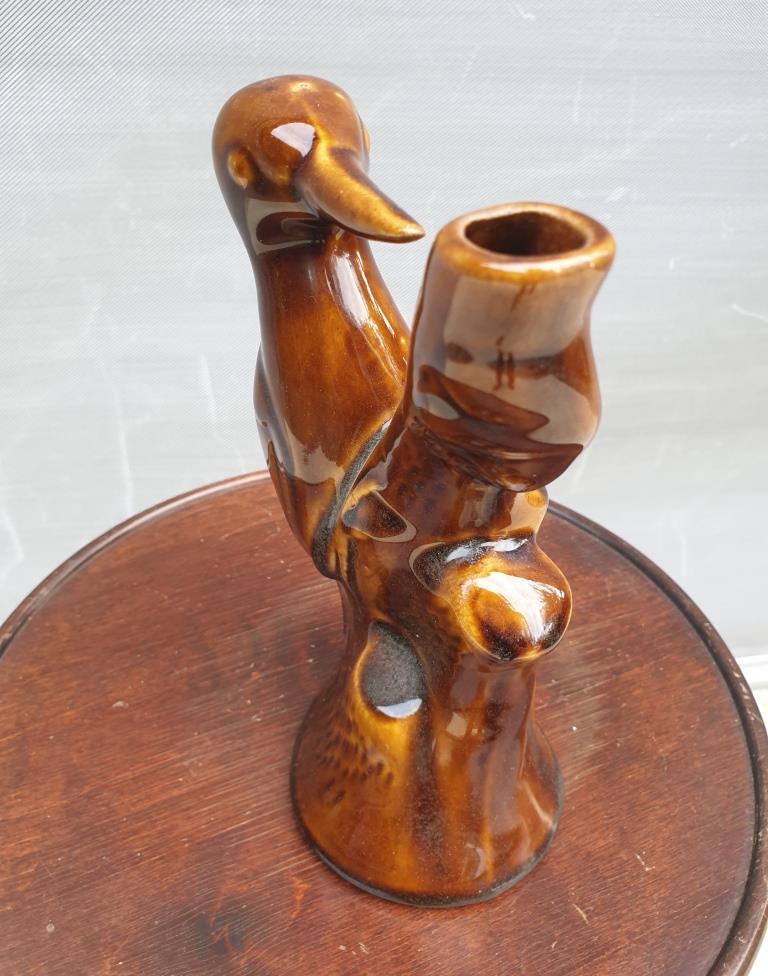 Vase soliflore pic-vert glazed brown earthenware