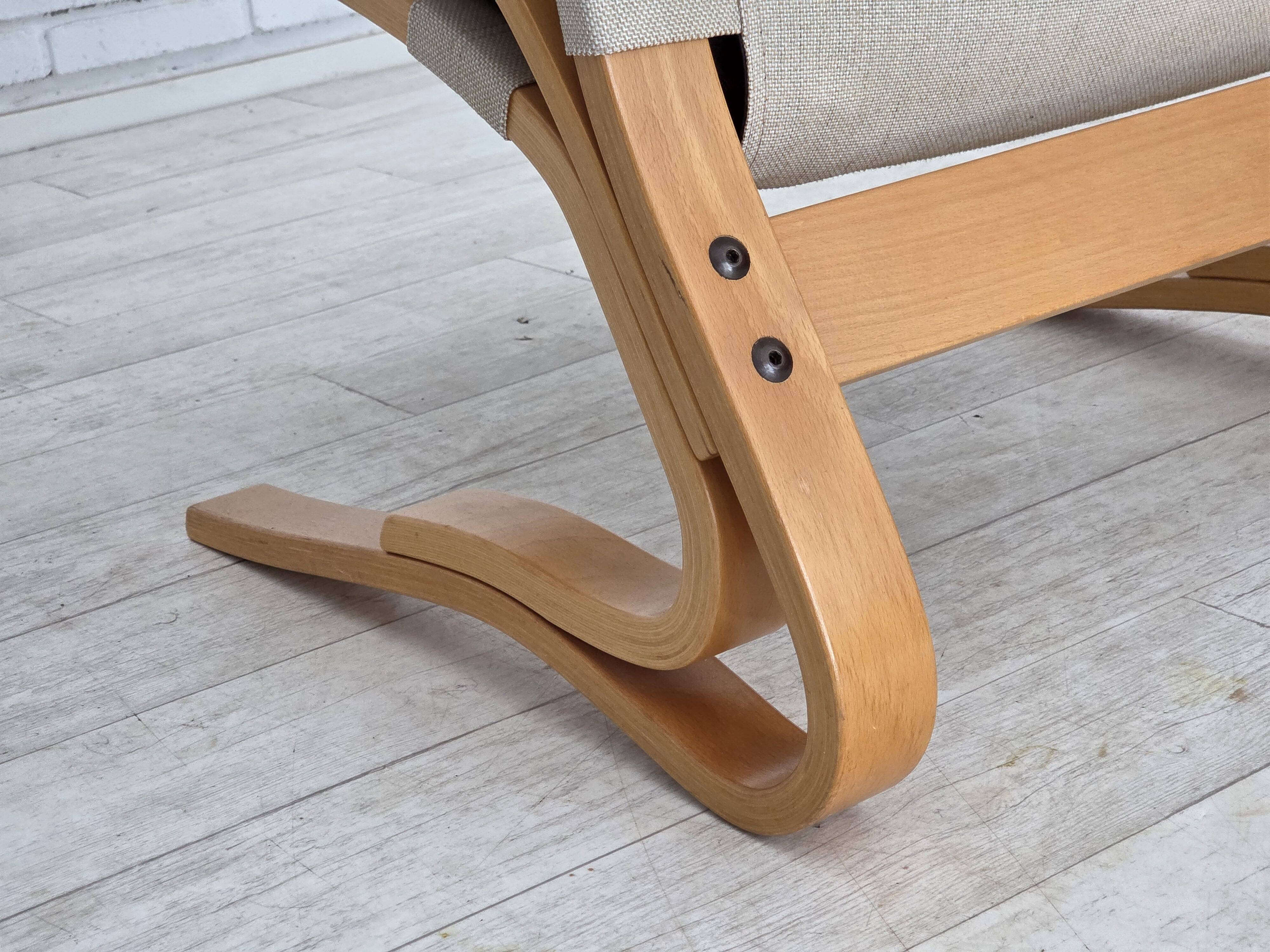 1970s, Norwegian design, armchair model "Kengu", leather, bent wood.