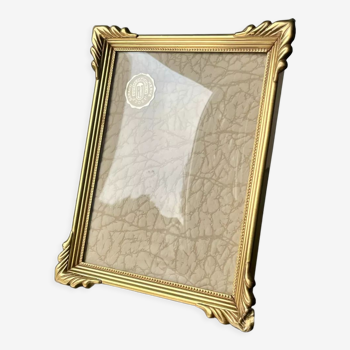 Cadre en laiton vintage, style art déco, métal or couleur, 14,5 cm x 11,5 cm verre convexe