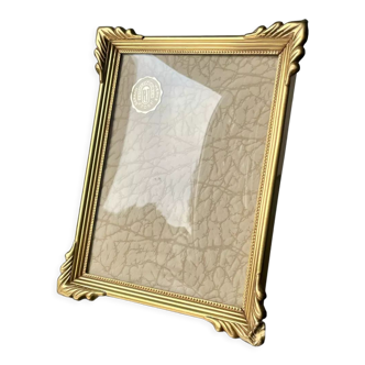 Vintage art deco style metal gold colored picture frame brass 14.5 cm x 11.5 cm convex glass