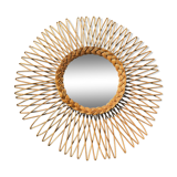 Miroir soleil en rotin