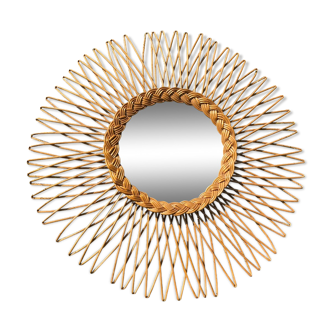 Miroir soleil en rotin