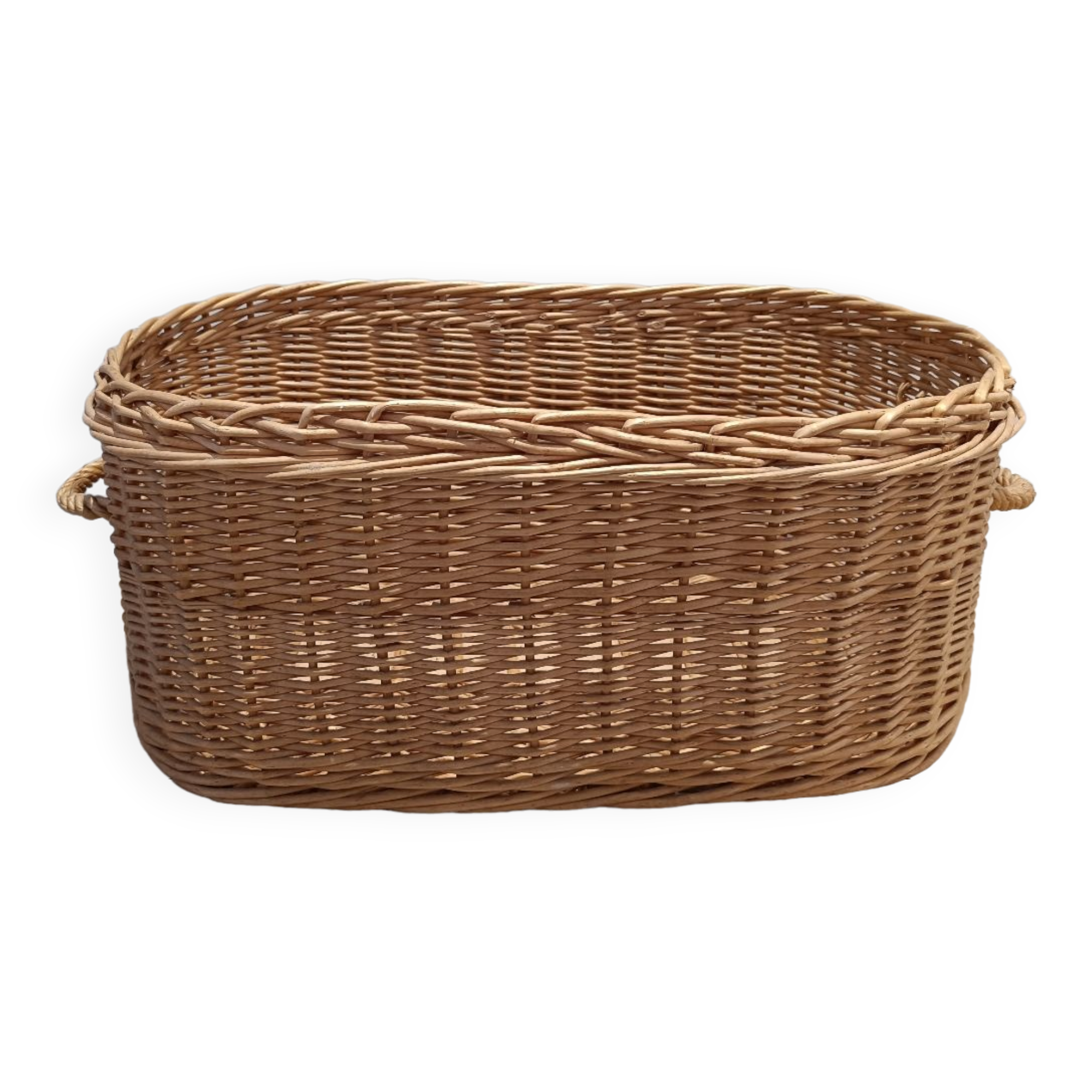 Vintage wicker rattan laundry basket
