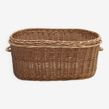 Vintage wicker rattan laundry basket