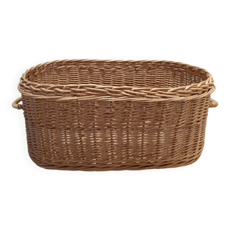 Panière à linge en osier rotin vintage