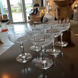 6 champagne glasses. Saint Louis crystal.